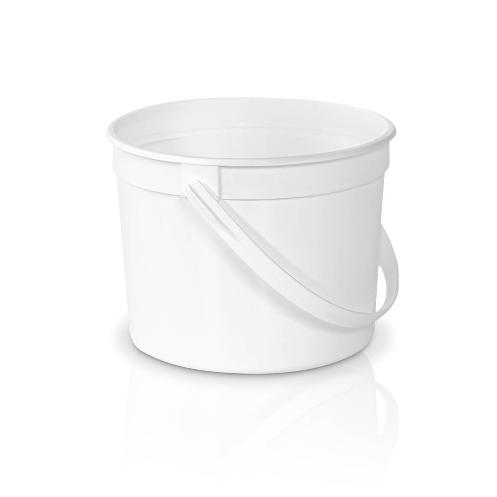 A 50 oz. food-grade bucket with a white plastic handle (T51350CPB), case of 300, displayed on a white background.