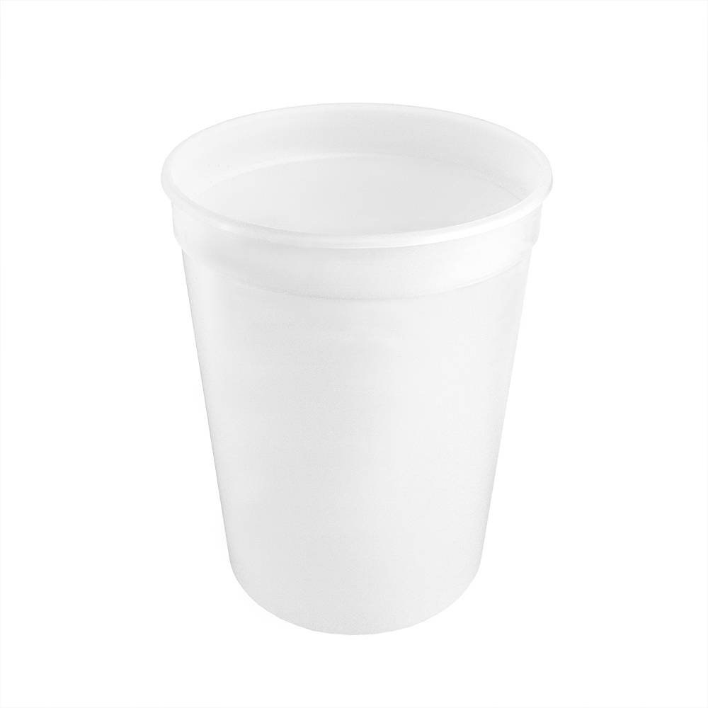 An 86 oz. BPA-Free food-grade container (T51386CP), disposable and white, is displayed against a plain white background. Case of 216.