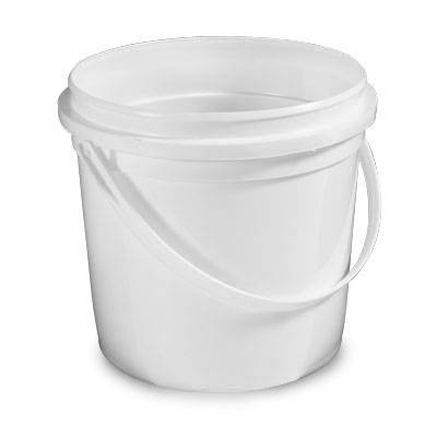 A 1/2 Gallon (64 oz.) BPA-free food-grade pry-off bucket with a plastic handle (T51464PRB), shown on a white background. Case of 150.