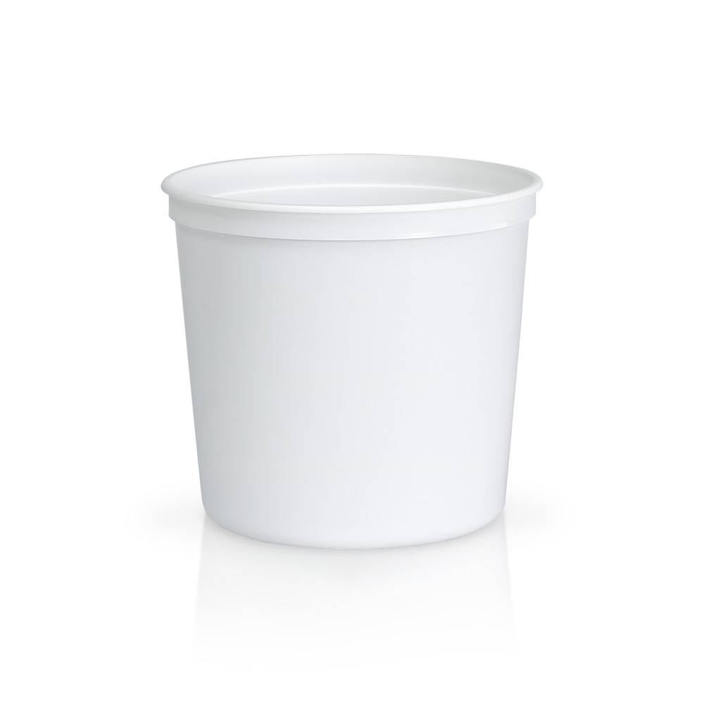 A 64 oz. BPA-free food-grade cylindrical plastic container (T60264CA), no lid, shown against a white background; sold as a case of 200.