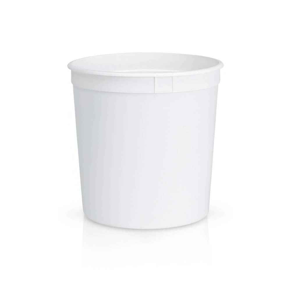 A BPA-free, food-grade plastic container (2/3 gallon/85 oz., T60785CP) with a plain white cylindrical shape and slightly flared rim, sold in a case of 200.