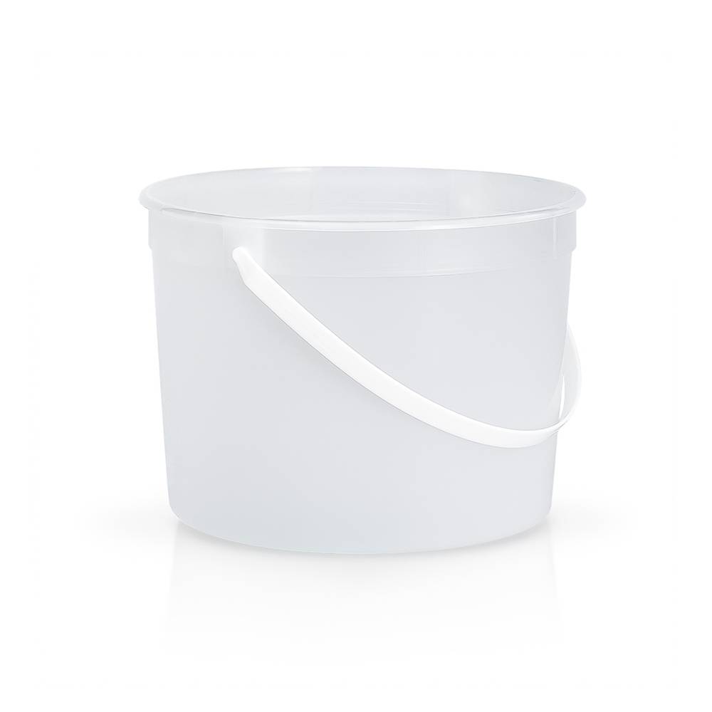 The 1.1 Gallon BPA-Free Food-Grade Bucket (T801134B), shown with a matching white handle on a white background. Sold as a case of 100.