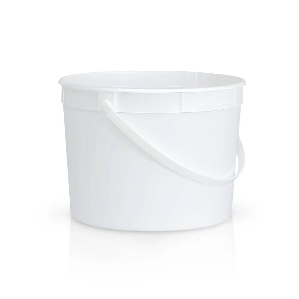 A 1.1 Gallon BPA-Free Food-Grade Bucket (T801134B) with handle, shown on a white background. Sold as a case of 100.