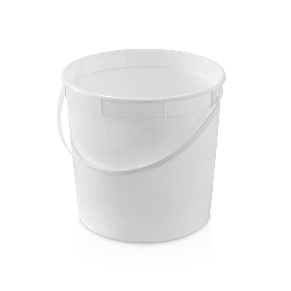 A 1.25 Gallon BPA-Free Food-Grade Bucket (T801163B) with handle, sold in a case of 100, is shown on a white background.