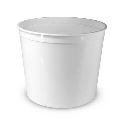 A plain, white 10 lb. (1.3 Gallon) BPA-Free Food-Grade Container (T807170FL), case of 100, with a wide opening and smooth sides, is shown against a white background.